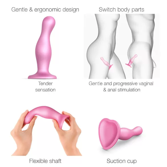 Strap-on-me Curvy S - dildo ondulat cu ventuză (roz)