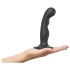 Strap-on-me - dildo dublu curbat cu ventuză - silicon negru S