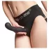 Strap-on-me - dildo dublu curbat cu ventuză - silicon negru S