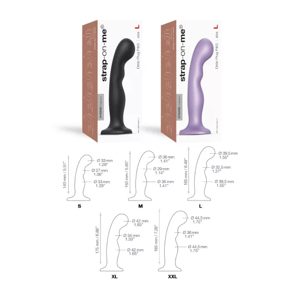 Strap-on-me P&G L - dildo curbat cu ventuză - silicon negru
