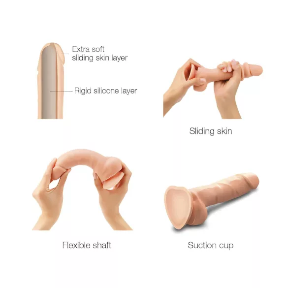 Strap-on-me S - dildo cu două straturi, cu ventuză (culoarea pielii)