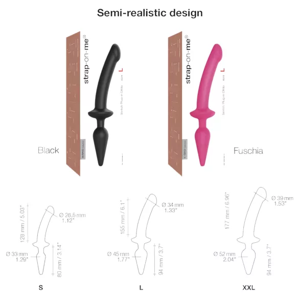 Strap-on-me Switch Semi-Realistic L - dildo 2în1 din silicon (roz)