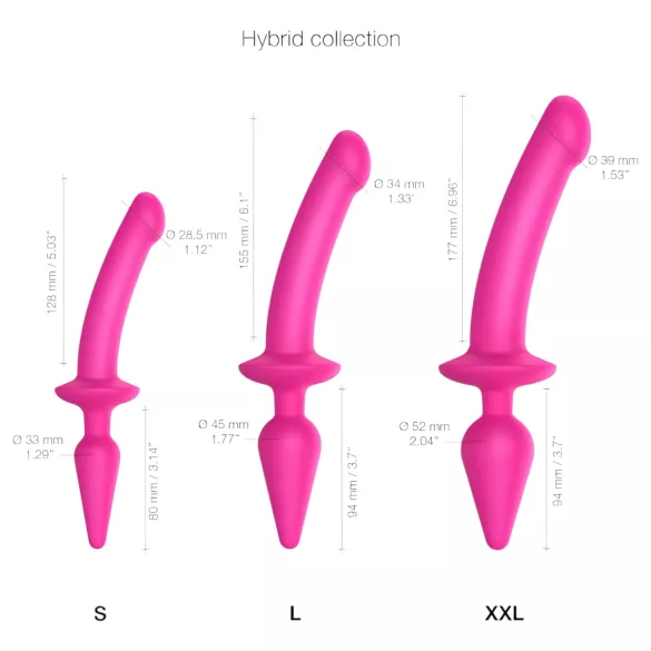 Strap-on-me Switch Semi-Realistic L - dildo 2în1 din silicon (roz)