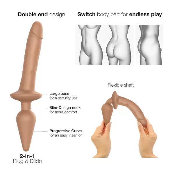 Strap-on-me Switch Realistic S - dildo 2în1 din silicon (natural)