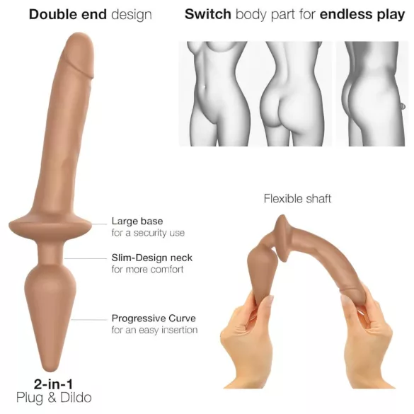 Strap-on-me Switch Realistic L - dildo 2în1 din silicon (nude)