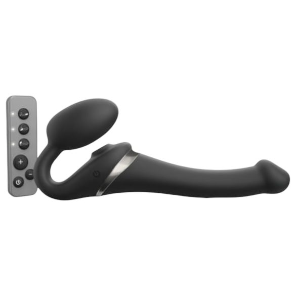 Strap-on-me S - vibrator strap-on cu unde de aer - silicon negru