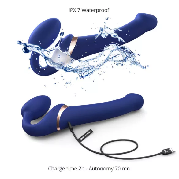 Strap-on-me M - vibrator cu curea - stimulare cu unde de aer - albastru