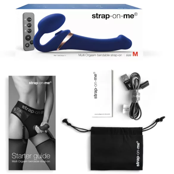 Strap-on-me M - vibrator cu curea - stimulare cu unde de aer - albastru