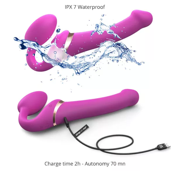 Strap-on-me S - vibrator cu unde pulsatorii tip strap-on - roz