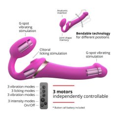   Strap-on-me M - Vibrator atașabil fără curele, cu valuri de aer - marime medie (roz)