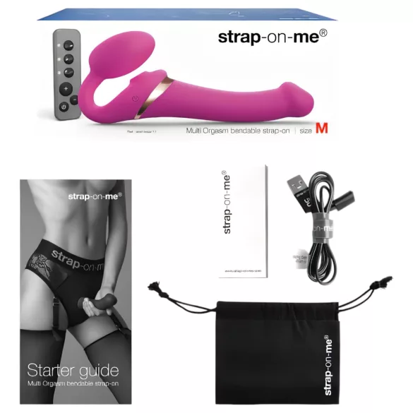 Strap-on-me M - strap-on vibratoare cu unde de aer - roz
