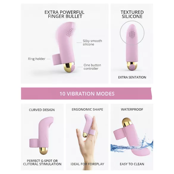 Love to Love - vibrator deget cu acumulator - roz