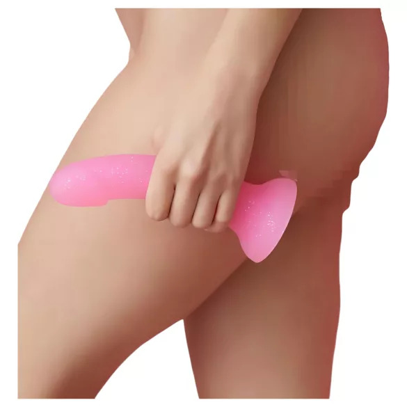 Dildolls Glitzy - dildo din silicon cu ventuză (roz)