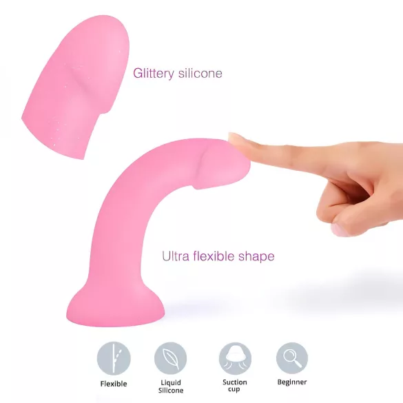 Dildolls Glitzy - dildo din silicon cu ventuză (roz)