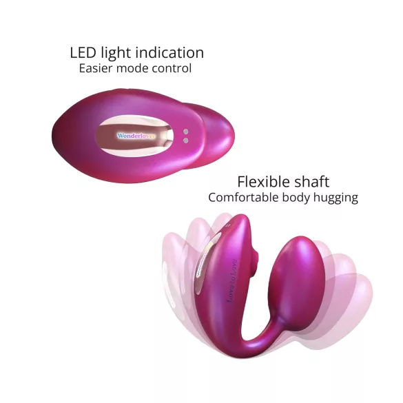 Wonderlover - vibrator G cu stimulare clitoridiană (roz metallic)