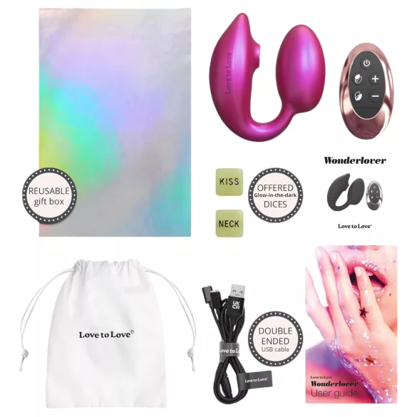 Wonderlover - vibrator G cu stimulare clitoridiană (roz metallic)