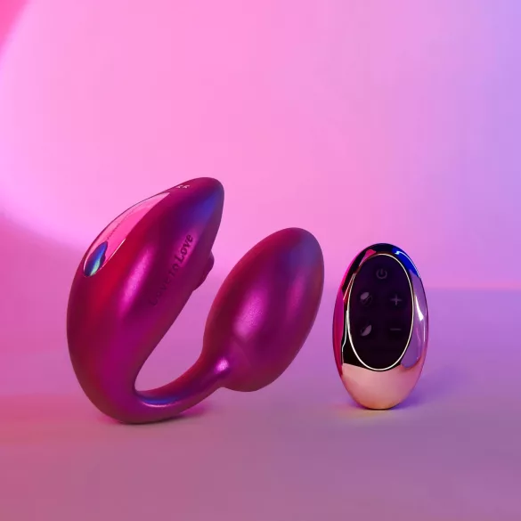 Wonderlover - vibrator G cu stimulare clitoridiană (roz metallic)