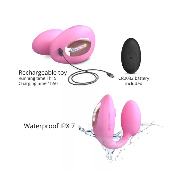 Love to Love Wonderlover - vibrator roz pentru punctul G și clitoris