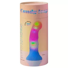   Love to Love Candy Loop - dildo din silicon cu LED luminos (roz-albastru) - 16,9 cm