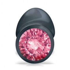   Dorcel Geisha Plug Ruby L - dildo anal negru cu piatră roz (pink)