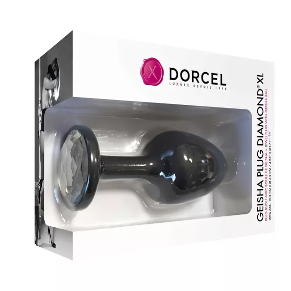 Dorcel Geisha Plug Diamond XL - plug anal cu piatră albă (negru)