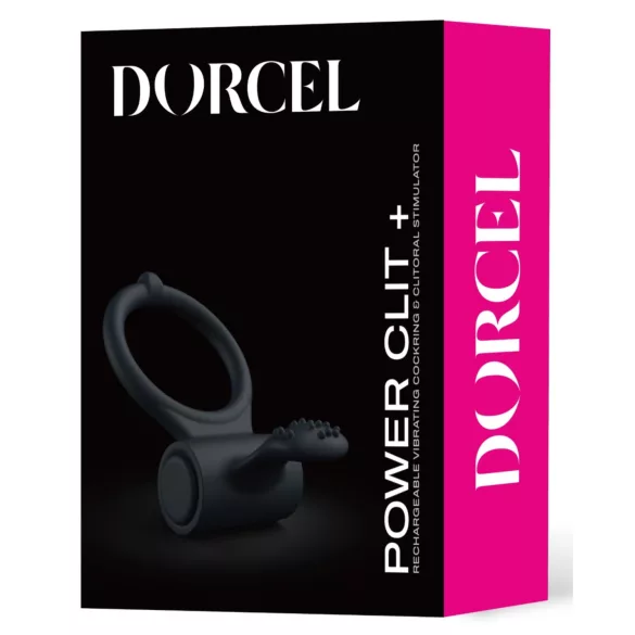 Dorcel Power Clit Plus - inel penian cu vibrații, reîncărcabil (negru)