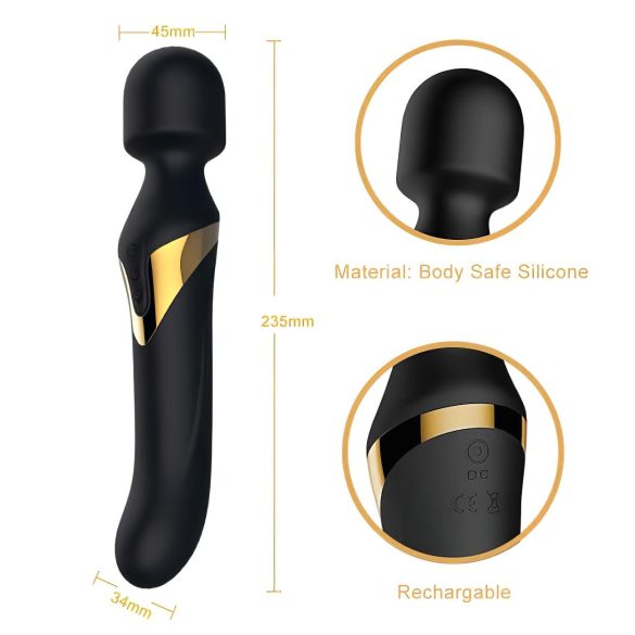 Dorcel - Vibrator dual stimulare 2în1 - masaj și penetrare - silicon negru