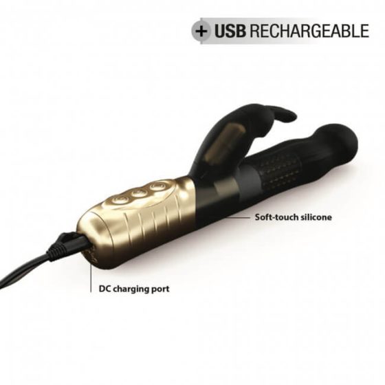 Dorcel Baby Rabbit 2.0 - vibrator reîncărcabil cu stimulator de clitoris (negru-auriu)