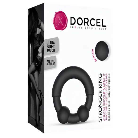 Dorcel - inel pentru penis cu insert metalic - silicon negru