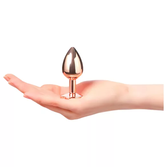 Dop anal din aluminiu Dorcel Diamond Plug S - mic (auriu roz)