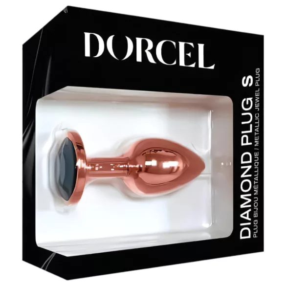 Dop anal din aluminiu Dorcel Diamond Plug S - mic (auriu roz)