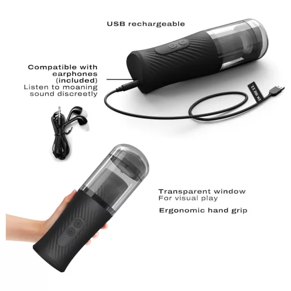 Dorcel - Masturbator automat cu funcție de penetrare - negru, reîncărcabil