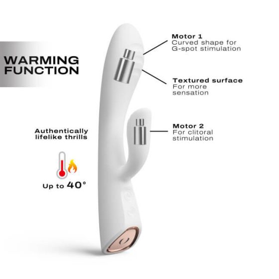 Dorcel Flexi Rabbit - vibrator cu funcție de încălzire și caracatițe reîncărcabile (alb)
