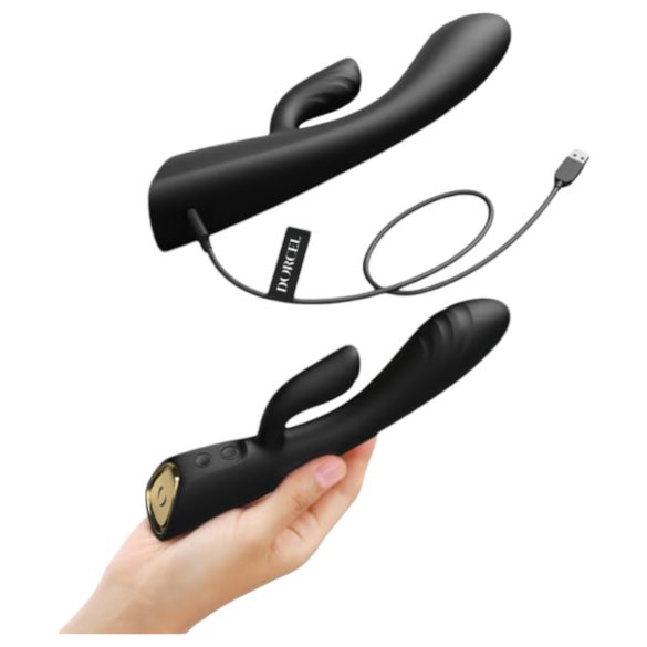 Dorcel Flexi Rabbit - vibrator încalzire cu braț clitoral (negru)