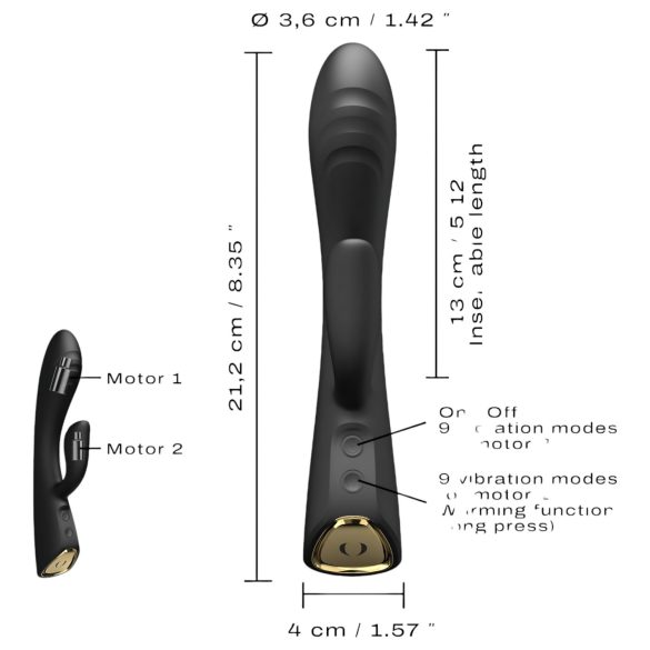 Dorcel Flexi Rabbit - vibrator încalzire cu braț clitoral (negru)