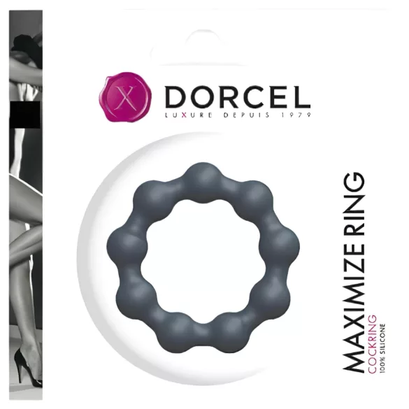 Dorcel Maximize - inel penian din silicon cu biluțe (gri)