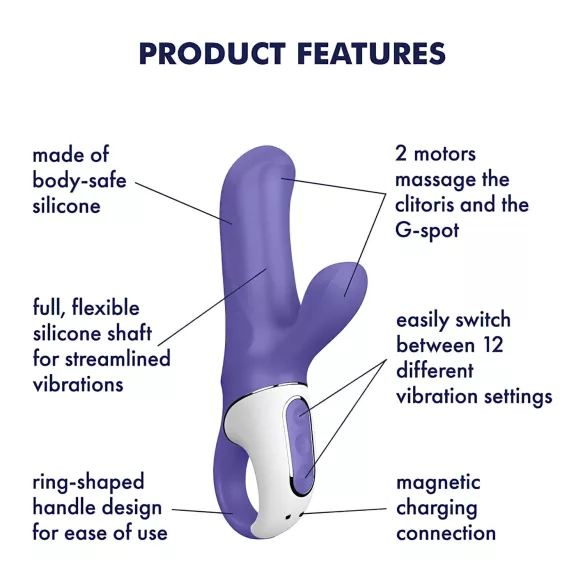 Satisfyer - vibrator cu braț pentru clitoris, rezistent la apă - albastru
