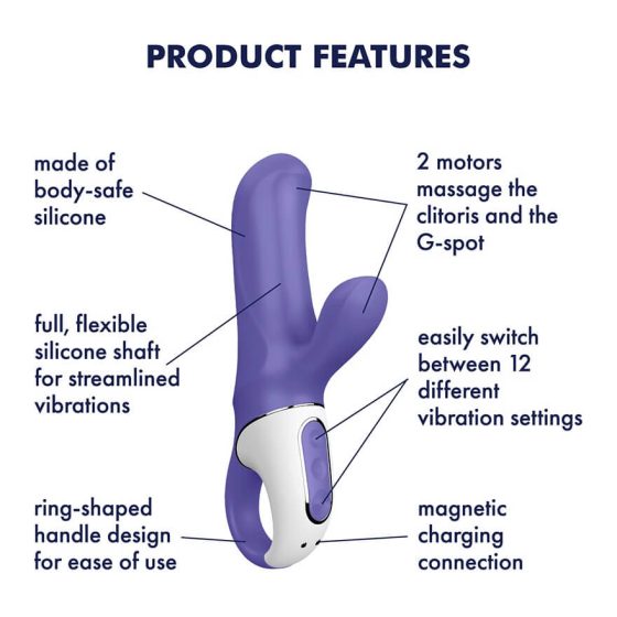 Satisfyer Magic Bunny - vibrator impermeabil cu acumulator și stimulator de clitoris (albastru)