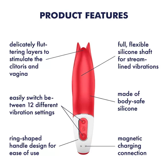 Satisfyer Power Flower - vibrator reîncărcabil impermeabil roșu