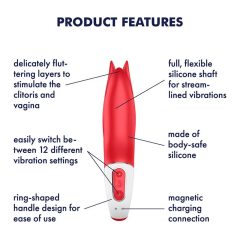   Satisfyer Power Flower - vibrator impermeabil, cu acumulator (roșu)