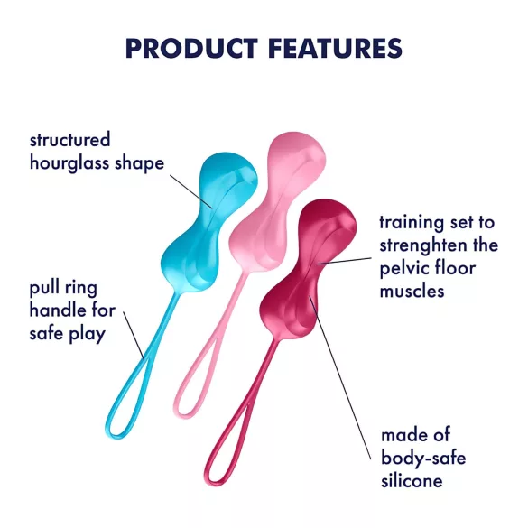 Satisfyer Power Balls - set bile vaginale cu bile mobile - 3 bucăți