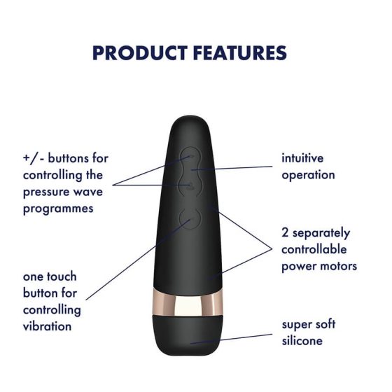 Satisfyer Pro 3+ - vibrator stimulator de clitoris rezistent la apă, cu baterie (negru)