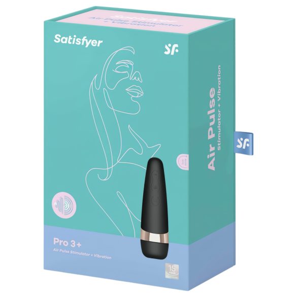Satisfyer Pro 3+ - vibrator stimulator clitoris impermeabil, reincarcabil, negru