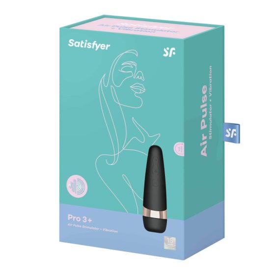 Satisfyer Pro 3+ - vibrator stimulator de clitoris rezistent la apă, cu baterie (negru)