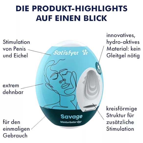 Satisfyer Egg Savage - ou masturbator pentru bărbați - 1 buc