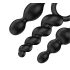 Satisfyer - set butt plug anal - 3 piese - silicon negru