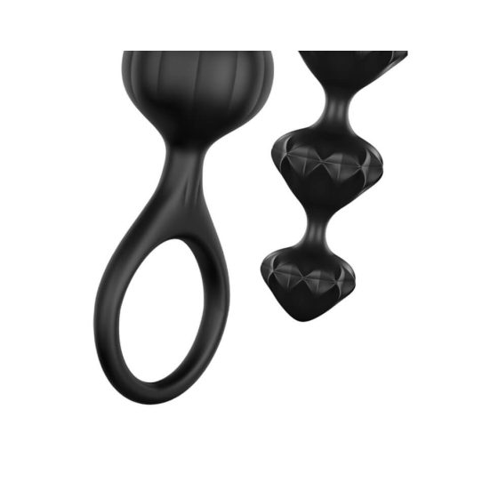 Set de dildo-uri anale cu mărgele Satisfyer Love Beads - negru (set de 2 bucăți)