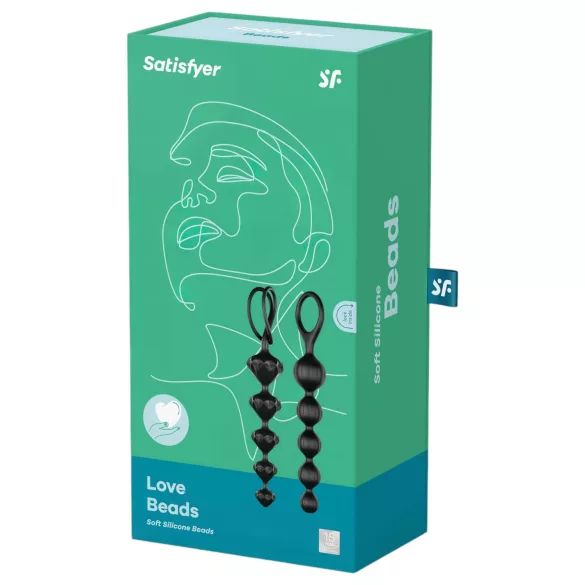 Satisfyer Love Beads - set dopuri anale cu bile - silicon negru