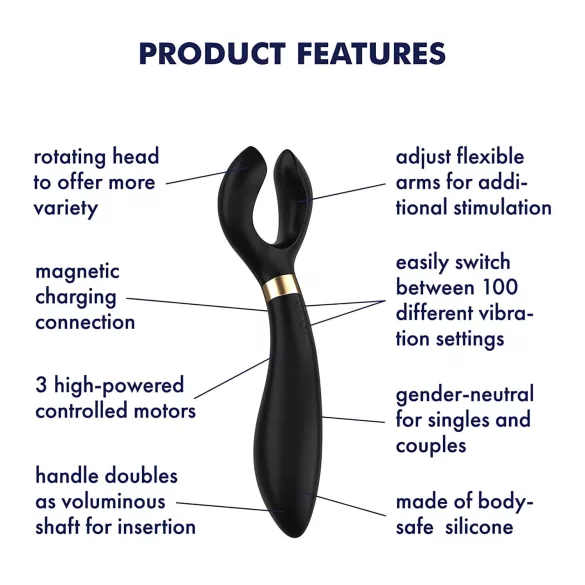 Satisfyer Endless Fun - vibrator pentru cupluri reîncărcabil, impermeabil, negru