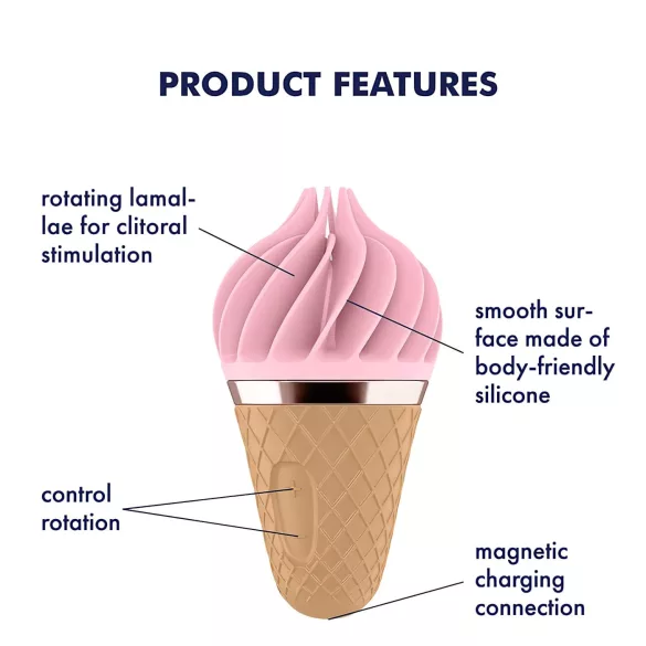 Satisfyer Sweet Treat - vibrator clitoridian rotativ reincarcabil - roz-maro
